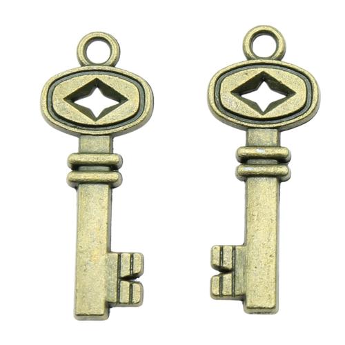 Zinc Alloy Key Pendants, antique bronze color plated, vintage & fashion jewelry & DIY [