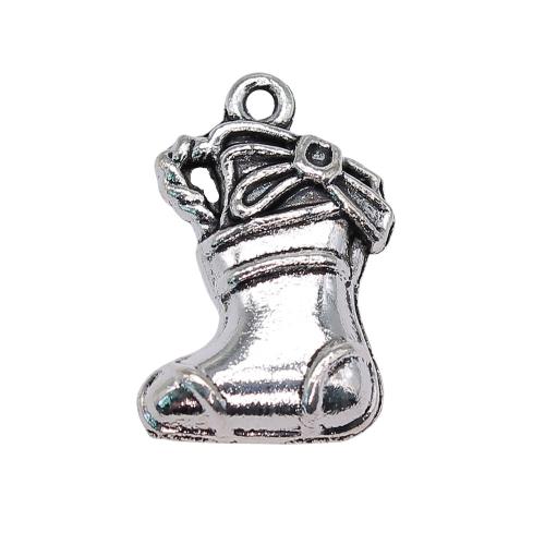 Zinc Alloy Christmas Pendants, Christmas Sock, antique silver color plated, vintage & fashion jewelry & DIY [