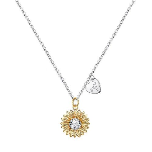 Collier en laiton cubique Zircon Micro Pave, Tournesol, bijoux de mode & pavé de micro zircon & pour femme Environ 45 cm, Vendu par PC