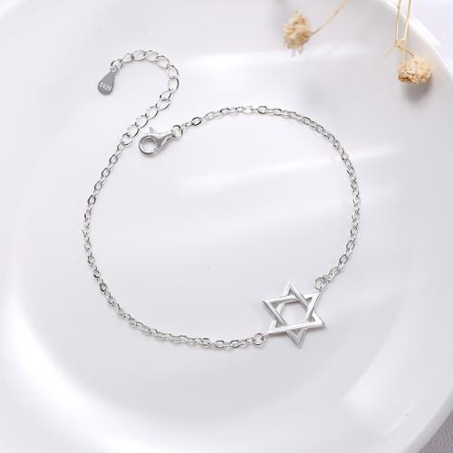 Sterling Silber Armbänder, 925er Sterling Silber, Hexagram, Modeschmuck & verschiedene Stile für Wahl & für Frau, verkauft von PC