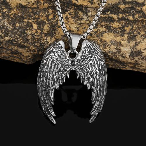 Stainless Steel Jewelry Necklace, 304 Stainless Steel, Angel Wing, polished, fashion jewelry & for man, original color Approx 60 cm [