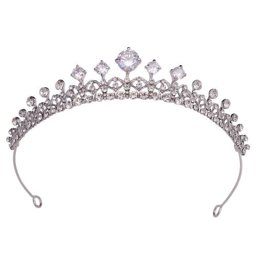 Bridal Tiaras, Zinc Alloy, with Cubic Zirconia & Rhinestone, fashion jewelry & for woman diameter 140mm, height 28mm 