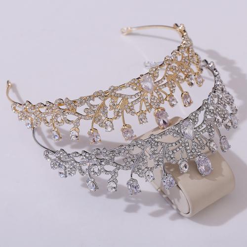 Bridal Tiaras, Zinc Alloy, with Cubic Zirconia & Rhinestone, fashion jewelry & for woman diameter 155mm, height 45mm 