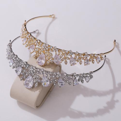 Bridal Tiaras, Zinc Alloy, with Cubic Zirconia & Rhinestone, fashion jewelry & for woman diameter 145mm, height 33mm 