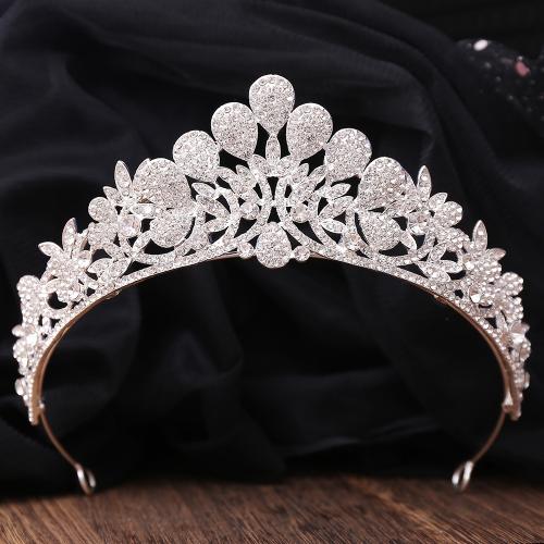 Bridal Tiaras, Zinc Alloy, fashion jewelry & for woman & with rhinestone diameter 150mm, height 57mm 