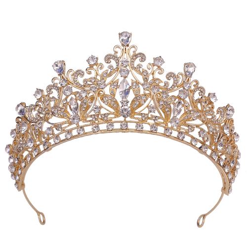 Couronne impériale de mariée, alliage de zinc, avec cristal, bijoux de mode & pour femme & avec strass, plus de couleurs à choisir, diameter 155mm, height 70mm, Vendu par PC[