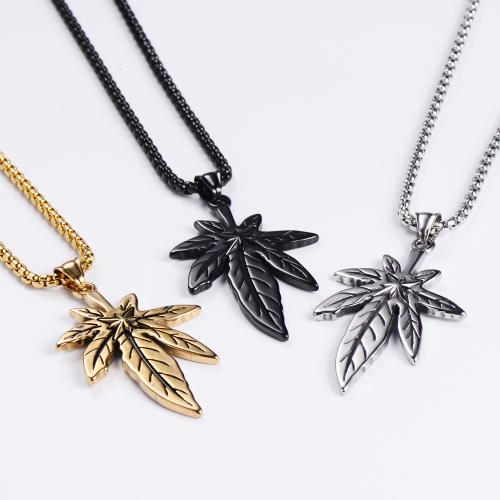 Stainless Steel Jewelry Necklace, 316 Stainless Steel, Maple Leaf, polished, fashion jewelry & Unisex Approx 60 cm [