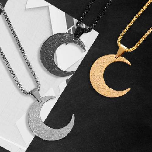 Stainless Steel Jewelry Necklace, 304 Stainless Steel, Moon, fashion jewelry & Unisex Approx 60 cm [