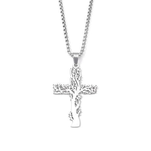 Stainless Steel Sweater Chain Necklace, 304 Stainless Steel, Cross, polished, fashion jewelry & for man Approx 60 cm [