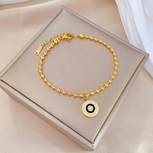 Stainless Steel Charm Bracelet, 304 Stainless Steel, with 3cm extender chain, Vacuum Ion Plating, fashion jewelry & for woman & with rhinestone 12mm cm [