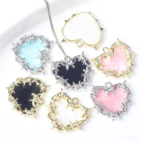 Resin Zinc Alloy Pendants, with Resin, Heart, plated, DIY Approx 2mm 