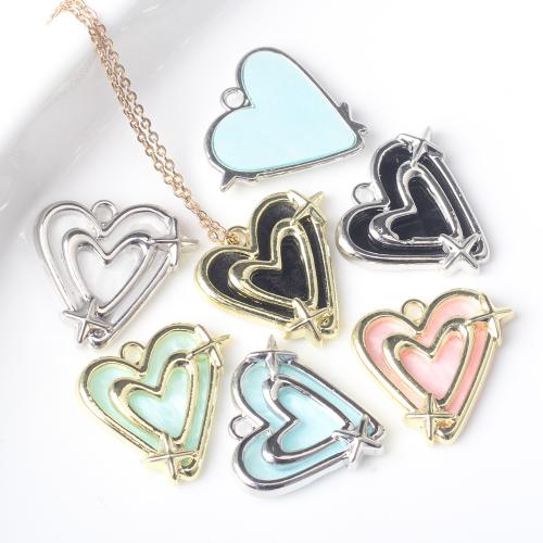 Resin Zinc Alloy Pendants, with Resin, Heart, plated, DIY Approx 2mm 