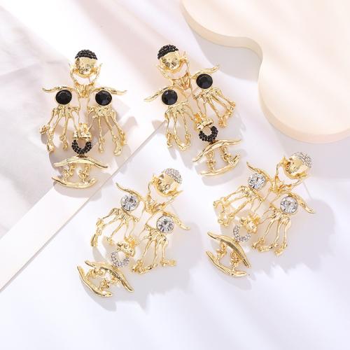 Zinc Alloy Drop Earring, plated, fashion jewelry & with rhinestone [