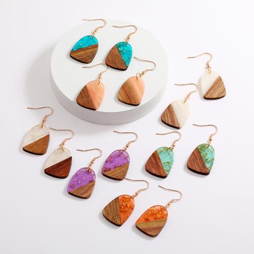 Wood Earring, деревянный, с канифоль, ювелирные изделия моды & различные модели для выбора & Женский продается Пара