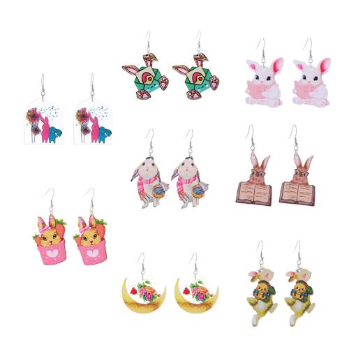 Acrylic Drop Earring, printing, fashion jewelry & for woman 