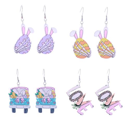 Acrylic Drop Earring, printing, fashion jewelry & for woman 