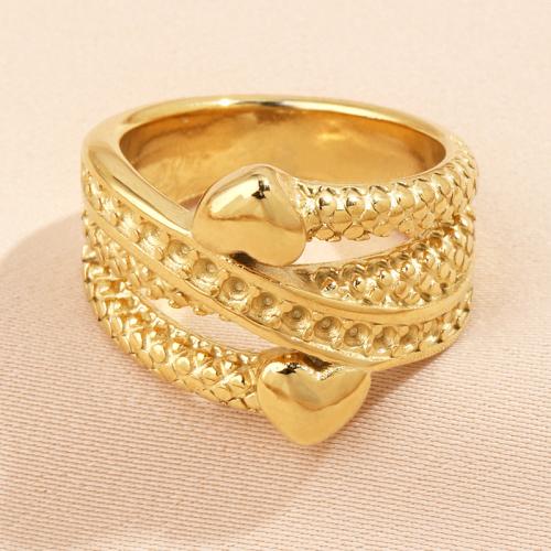 Stainless Steel Finger Ring, 304 Stainless Steel, plated, for woman, golden, US Ring [