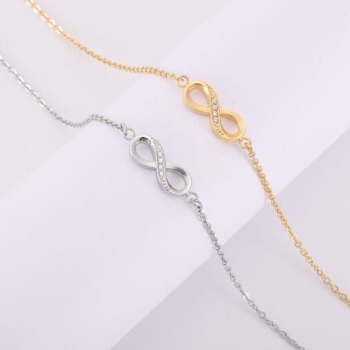 Titanio Acero Pulseras y brazaletes, Partículas de acero, con 4CM extender cadena, chapado en oro real, micro arcilla de zirconia cúbica & para mujer, más colores para la opción, longitud:aproximado 19 cm, Vendido por UD