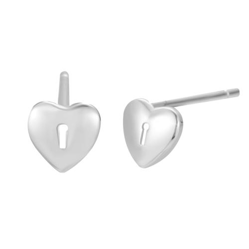 Sterling Silver Stud Earring, argent sterling 925, coeur, pour femme, argent, Vendu par PC[