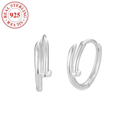 Boucle d'oreille Hoop argent Sterling Mens, argent sterling 925, pour femme, argent, Vendu par paire[