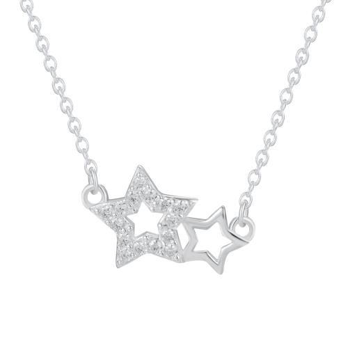 Collier de bijoux en argent , argent sterling 925, étoile, pour femme & avec strass, argent, Vendu par PC