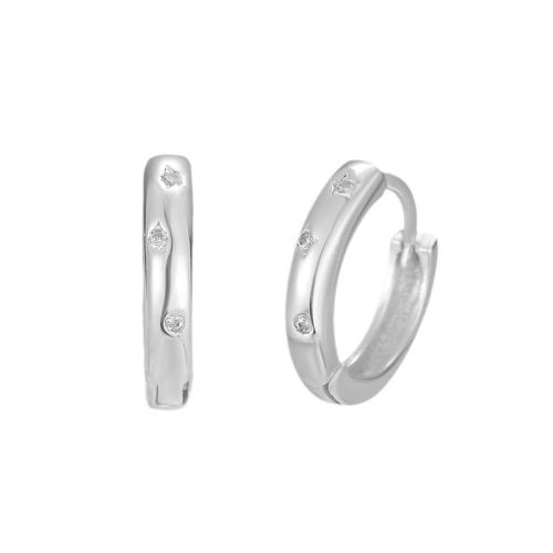 Silver Earring Zircon pavent Sterling, argent sterling 925, pavé de micro zircon & pour femme, argent, Vendu par paire[