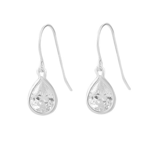 Boucle d'oreille goutte argent sterling, argent sterling 925, pour femme & avec strass, argent, Vendu par paire[