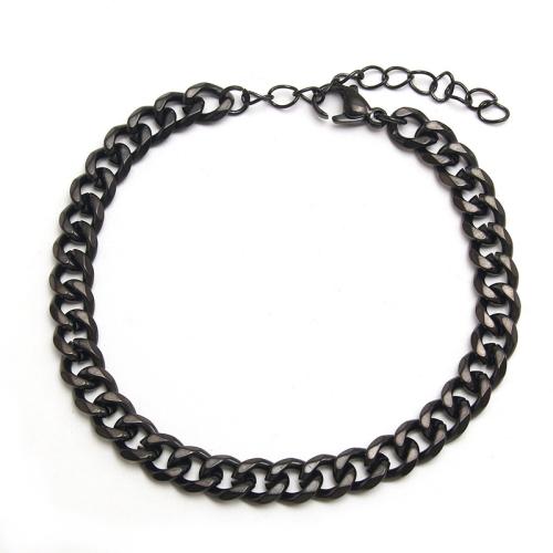 Stainless Steel Chain Bracelets, 304 Stainless Steel, with 5cm extender chain, plated, Unisex black cm [