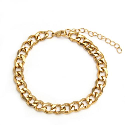 Stainless Steel Chain Bracelets, 304 Stainless Steel, with 5cm extender chain, plated, Unisex golden cm [