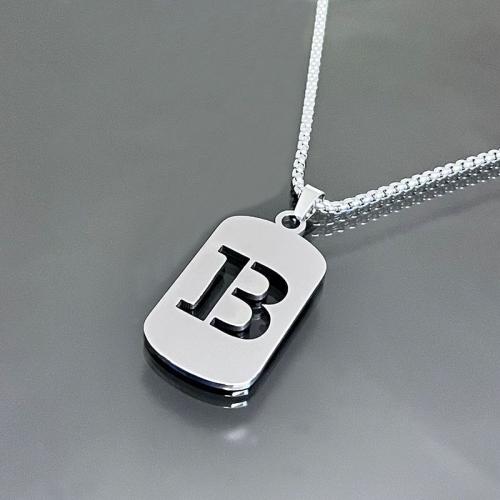 Titanium Steel Jewelry Necklace, polished, letters are from A to Z & Unisex original color Approx 61-70 cm [