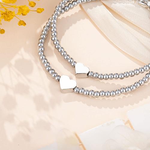 Stainless Steel Chain Bracelets, 304 Stainless Steel, handmade, 2 pieces & for woman, silver color cm [