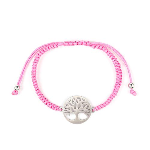 Cordón de lana pulsera, acero inoxidable 304, con Cordón de nudo, hecho a mano, unisexo, más colores para la opción, longitud:21 cm, Vendido por UD