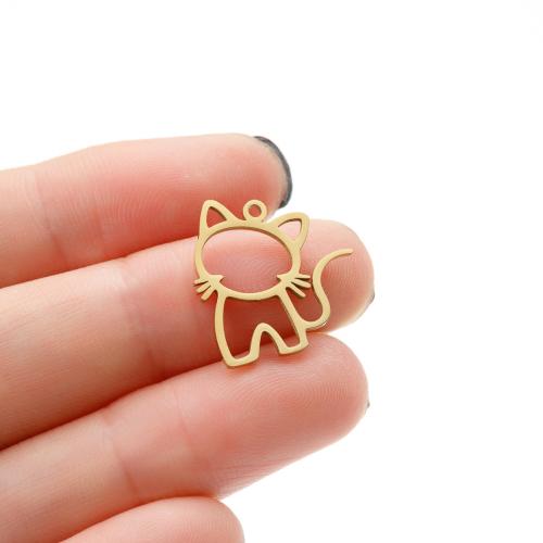 Stainless Steel Animal Pendants, 304 Stainless Steel, Cat, Vacuum Ion Plating, fashion jewelry & DIY & hollow [