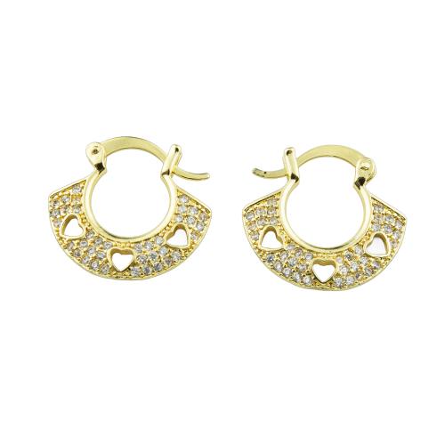 Boucles d'oreilles en laiton zircon cubique pavent, couleur de haute qualité d'or plaqué, bijoux de mode & pavé de micro zircon & pour femme Vendu par paire[