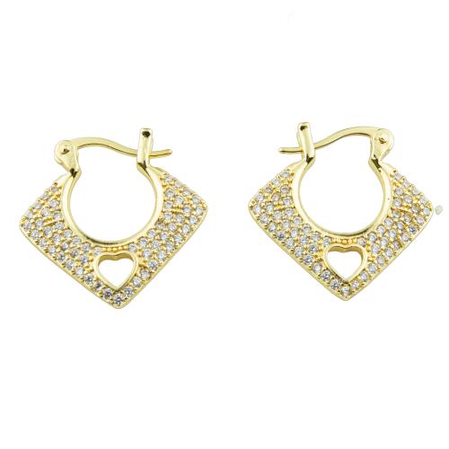 Boucles d'oreilles en laiton zircon cubique pavent, couleur de haute qualité d'or plaqué, bijoux de mode & pavé de micro zircon & pour femme Vendu par paire[