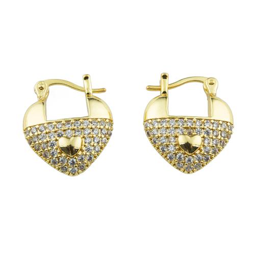 Boucles d'oreilles en laiton zircon cubique pavent, couleur de haute qualité d'or plaqué, bijoux de mode & pavé de micro zircon & pour femme Vendu par paire[