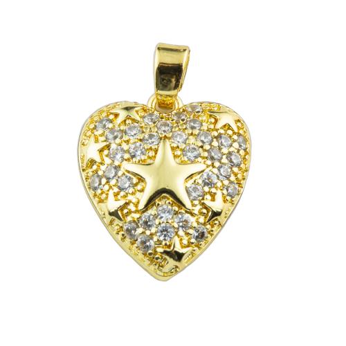 Cubic Zirconia Micro Pave Brass Pendant, Heart, high quality plated, DIY & micro pave cubic zirconia Approx 3mm [