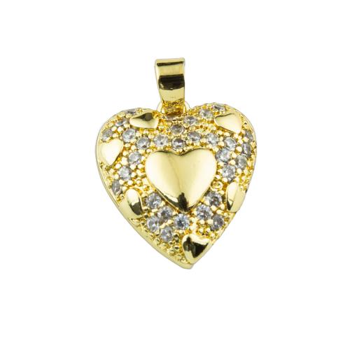 Cubic Zirconia Micro Pave Brass Pendant, Heart, high quality plated, DIY & micro pave cubic zirconia Approx 3mm [