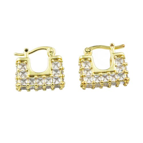 Boucles d'oreilles en laiton zircon cubique pavent, fade et jamais plaqué de haute qualité, bijoux de mode & pavé de micro zircon & pour femme, plus de couleurs à choisir Vendu par paire[