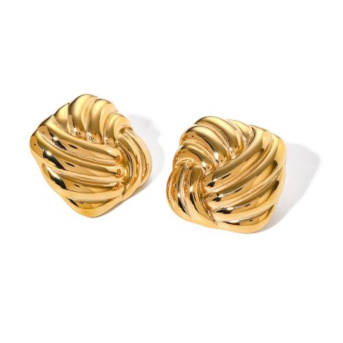 Edelstahl Stud Ohrring, 304 Edelstahl, 18K vergoldet, Modeschmuck & für Frau, goldfarben, 24.5x24.5mm, verkauft von Paar[