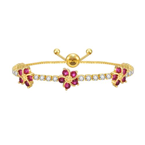 Bracelet cubique en laiton zircon pavent, Placage de couleur d'or, bijoux de mode & pavé de micro zircon & pour femme, doré, 10.4mm Environ 12-24 cm, Vendu par PC[