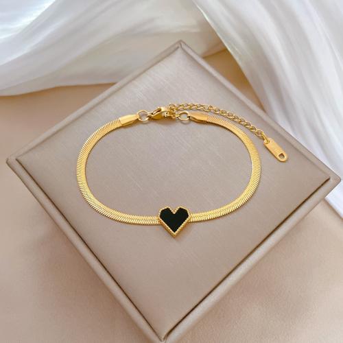 Stainless Steel Charm Bracelet, 304 Stainless Steel, with Acrylic, with 3cm extender chain, Heart, Vacuum Ion Plating, fashion jewelry & for woman cm [