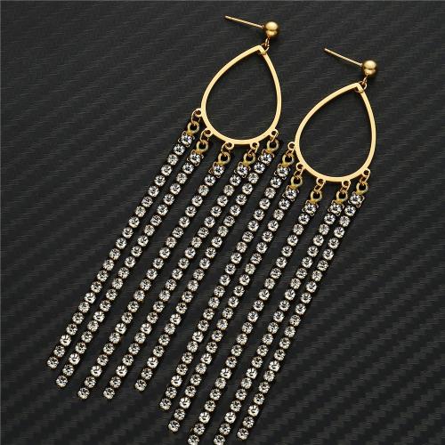 Fashion Fringe Earrings, 304 Edelstahl, plattiert, Modeschmuck & verschiedene Muster für Wahl & mit Strass, keine, verkauft von Paar