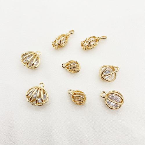 Colgante de Micro Pavé de Zirconía Cúbica, metal, chapado, Bricolaje & diferentes estilos para la opción & micro arcilla de zirconia cúbica, dorado, Vendido por UD[