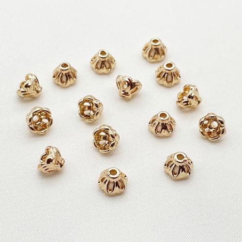 Brass Bead Cap, petals, plated, DIY, golden [