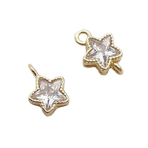 Cubique Pendentif en laiton zircon pavent, étoile, Placage, DIY & styles différents pour le choix & pavé de micro zircon, doré, 7mm, Vendu par PC[