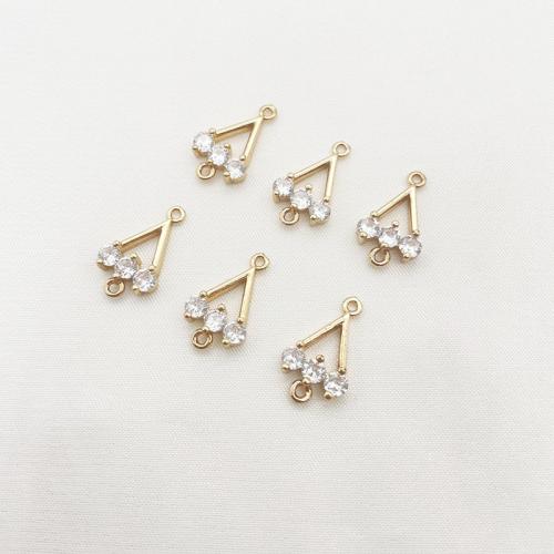 Cubic Zirconia Micro Pave Brass Connector, plated, DIY & micro pave cubic zirconia, golden 