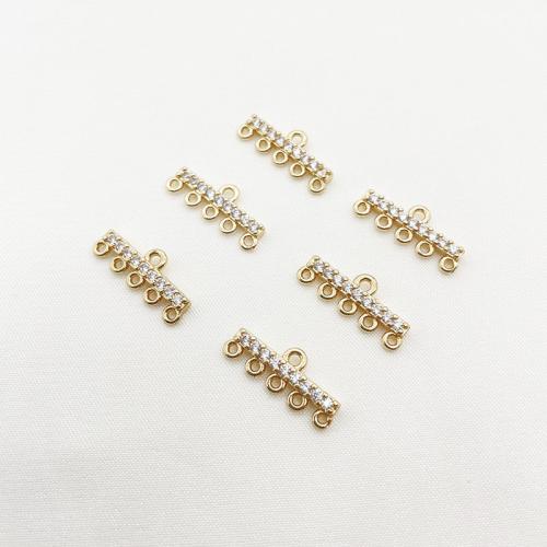 Haarstock-Befunde, Messing, plattiert, DIY & Micro pave Zirkonia, goldfarben, 7x16mm, verkauft von PC[