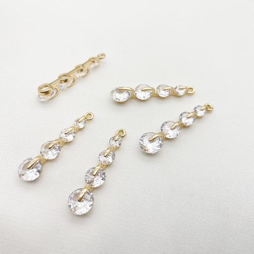 Cubic Zirconia Brass Pendants, plated, DIY & micro pave cubic zirconia, golden [