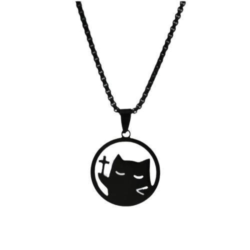 Titanium Steel Jewelry Necklace, polished, Unisex, black Approx 51-60 cm [